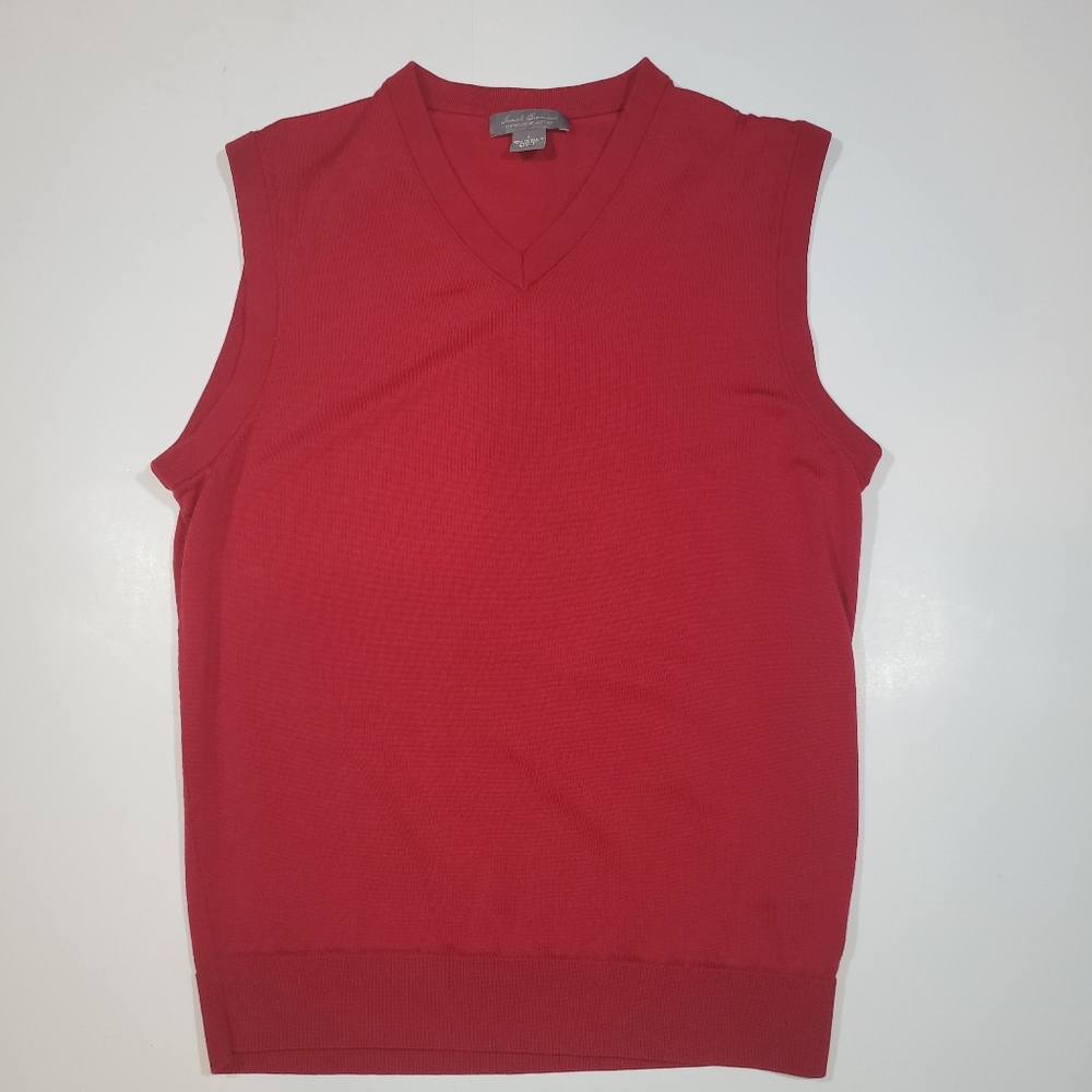 Daniel Cremieux Men's Large red vneck vest morino wool
